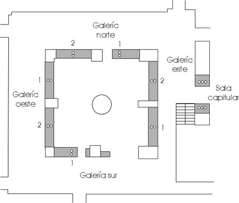 Mapa del claustro de Saint-Michel de Lodve